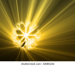 Snowflake crystal pattern illustration, glowing light flares