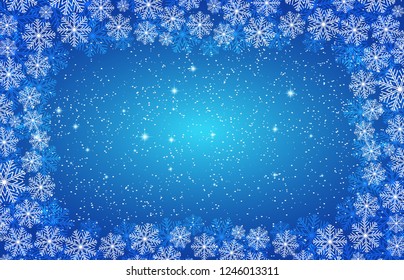 Snowflakes On Border Blizzard Snowfall Snow Stock Illustration ...