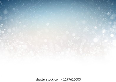 Snowflakes And Snowfall On A Cold Blue Winter Background