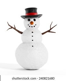 Snowman Isolated On White Background.