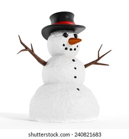 Snowman Isolated On White Background.