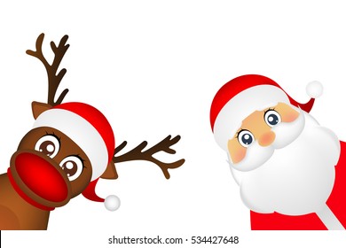 Snowman Santa Claus Look Out Side Stock Illustration 534427648 ...