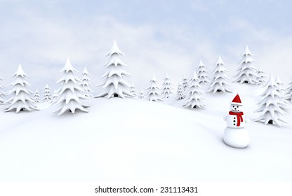 Snowman, Winter Christmas Background