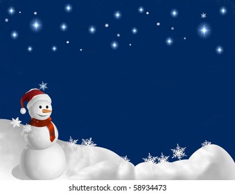 Snowman Winter Scene Illustration Stock Illustration 58934473 ...