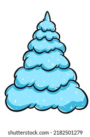 Snowy Christmas Tree New Year Winter Holiday Cartoon Illustration