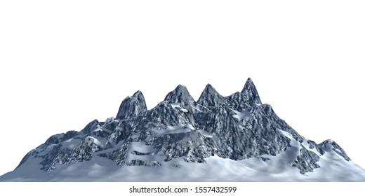 Snowy mountains Isolate on white background 3d illustration - Shutterstock ID 1557432599
