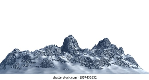 Snowy mountains Isolate on white background 3d illustration - Shutterstock ID 1557432632