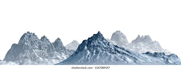 Snowy mountains Isolate on white background 3d illustration - Shutterstock ID 1567089547