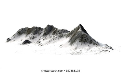 Snowy Mountains Peaks Isolated On White Background