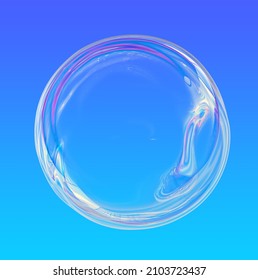 Soap bubble isolated  poster design template  thin film effect texture reflections  3d rendering glass material