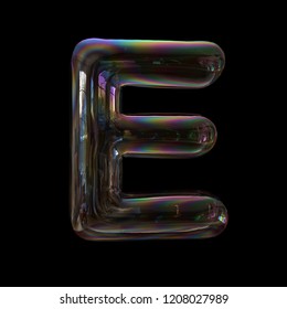 Soap Bubble Letter E - Capital 3d Transparent Font - Dream, Childhood Or Fragility Concept