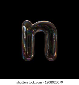 Soap Bubble Letter N - Lower-case 3d Transparent Font - Dream, Childhood Or Fragility Concept