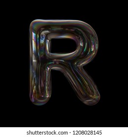 Soap Bubble Letter R - Uppercase 3d Transparent Font - Dream, Childhood Or Fragility Concept