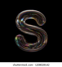 Soap Bubble Letter S - Uppercase 3d Transparent Font - Dream, Childhood Or Fragility Concept