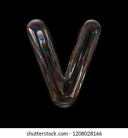 Soap Bubble Letter V - Capital 3d Transparent Font - Dream, Childhood Or Fragility Concept