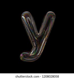 Soap Bubble Letter Y - Lowercase 3d Transparent Font - Dream, Childhood Or Fragility Concept