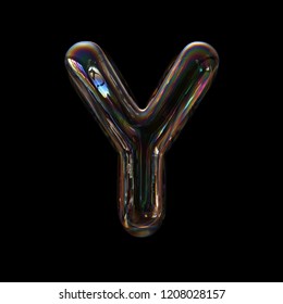 Soap Bubble Letter Y - Upper-case 3d Transparent Font - Dream, Childhood Or Fragility Concept