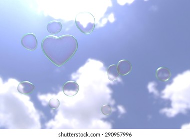 Soap bubbles, heart - Shutterstock ID 290957996