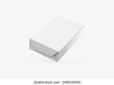 Soap And Butter Block Wrap Box Mockup On Isolated White Background, Packaging Product Package For Design Presentation, 3d Illustration