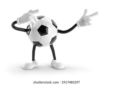 Soccer Ball Character With Hands And Legs Isolated On White Background. 3d Rendering