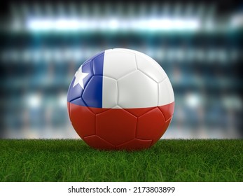 Soccer ball Chile flag on a soccer pitch. 3d illustration. - Powered by Shutterstock