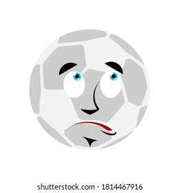 Soccer Ball Confused Oops Emoji. Football Ball Perplexed Emotion Avatar
