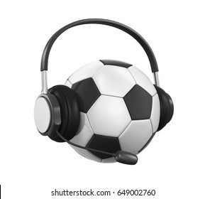 Soccer Ball With Headset Isolated. 3D Rendering