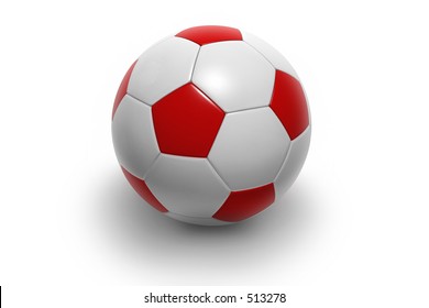 Soccer Ball Isolated On White Background. Photorealistic 3D Rendering. (red And White, See Portfolio For More Colors)