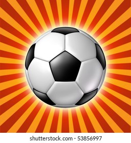 Soccer Ball With Orange Radial Background