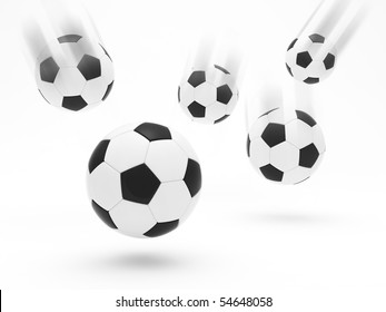 Soccer balls in motion blur