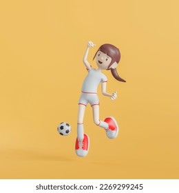 Soccer Cartoon Character Girl Poses 3d rendering - Powered by Shutterstock