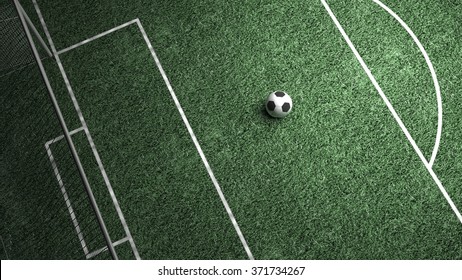 Soccer field and ball in center point
