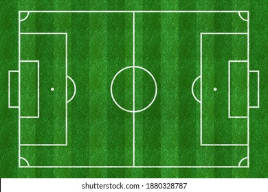 Soccer Field. Football Stadium. Background Of Green Grass Painted With Line. Sport Play. Overhead View. Pitch Green. Ground Pattern Texture. Playground Top Plan. Fotball Court. Illustration