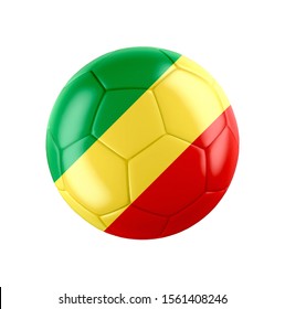 Soccer football ball with flag of Congo isolated on white. 3d illustration.