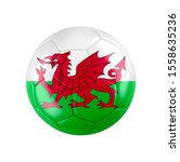 Soccer football ball with flag of Wales isolated on white. 3D illustration. See whole set for other countries. 