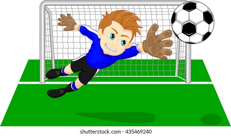 Soccer Football Goalie Keeper Saving Goal Stock Illustration 435469240 ...