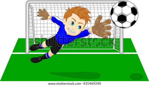 Soccer Football Goalie Keeper Saving Goal Stock Illustration 435469240