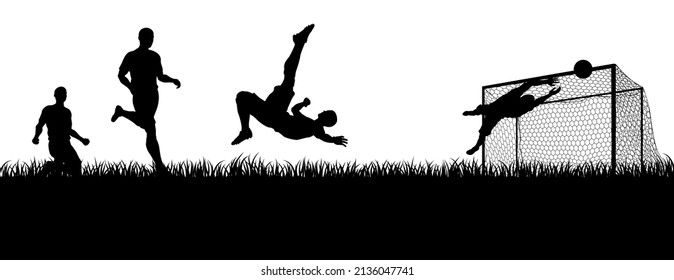 Soccer football players in silhouette playing a match game scene - Powered by Shutterstock