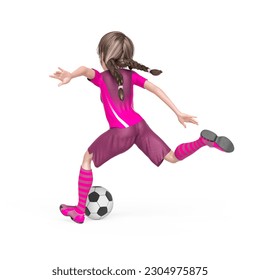 soccer girl is happy and also playing football in white background rear view, 3d illustration - Powered by Shutterstock