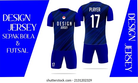 Soccer Jersey And Futsal Illustration. Blue Color Combination