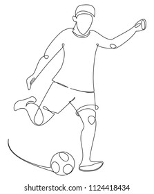 Soccer Player Ball Drawing One Line Stock Illustration 1124418434 