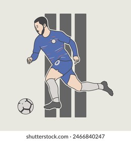 soccer player character design. character illustration. football player running with the ball - Powered by Shutterstock