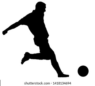 Soccer player as silhouette isolated on white while shooting a football - Powered by Shutterstock