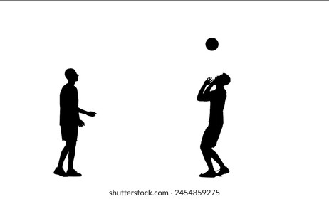 Soccer player silhouette isolated on white background with alpha channel. Male professional football players playing with ball, hitting with feet, head and knees. - Powered by Shutterstock