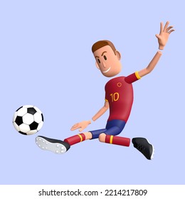 Soccer Player Sliding Tackle. Football Player 3d Character
