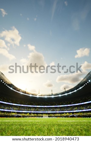 soccer stadium defocus background evening arena with crowd fans 3D illustration