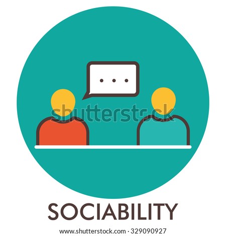 Sociability. Message. Communication. Line icon with flat design elements. Flat icon. Flat Design. Icon concept. 