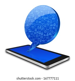 Social with chat bubble on smart phone,cell phone illustration