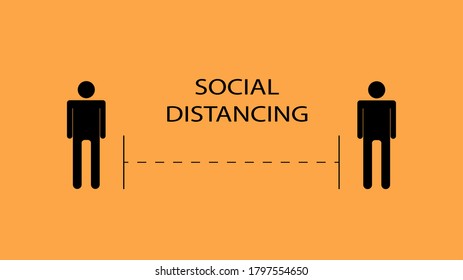 Social Distancing. Back To School. Social Distancing Keep Your Distance 6 Feet Icon. Coronavirus. Yellow Background.