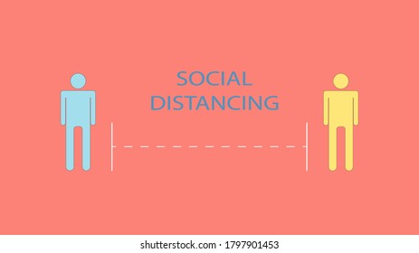 Social Distancing. Back To School. Social Distancing Keep Your Distance 6 Feet Icon. Coronavirus. Pink Background.